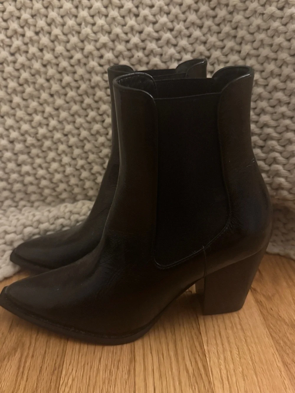 Stuart Weitzman Black Leather Jolene Chelsea Block Heel Booties